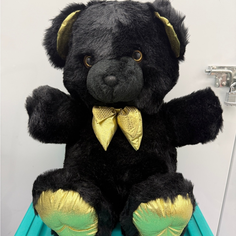 Teddy Precious Black Bear with Gold Accents